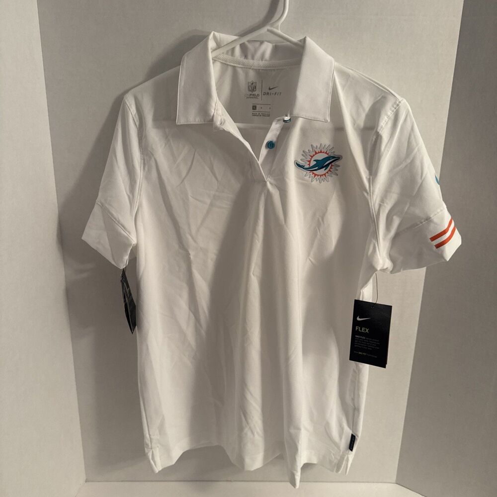 Nike Miami Dolphins NFL On-Field Dri-FIT Women’s Polo Shirt Size L Check Descr